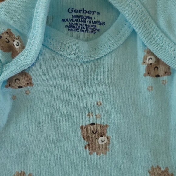 3-Pack Gerber Baby Boy Bear Print Onesies Short Sleeve Size Newborn - Picture 10 of 10